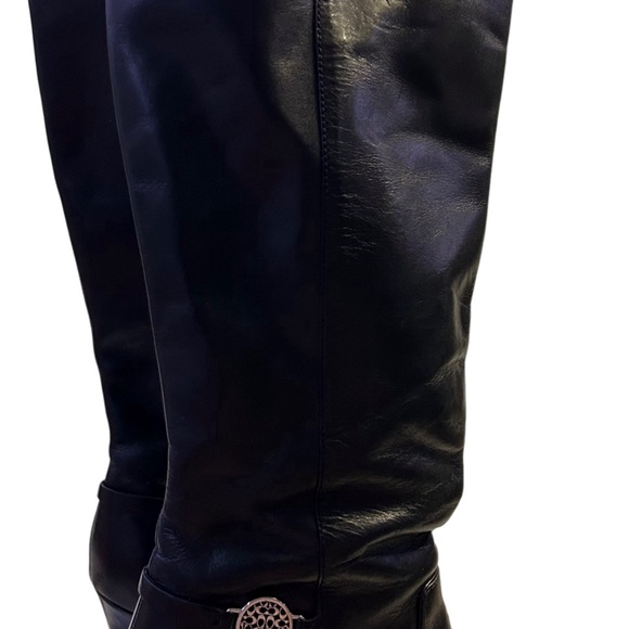COACH Susette Black Leather Boots Stiletto Heels Womens 8.5 Like New - Picture 3 of 16